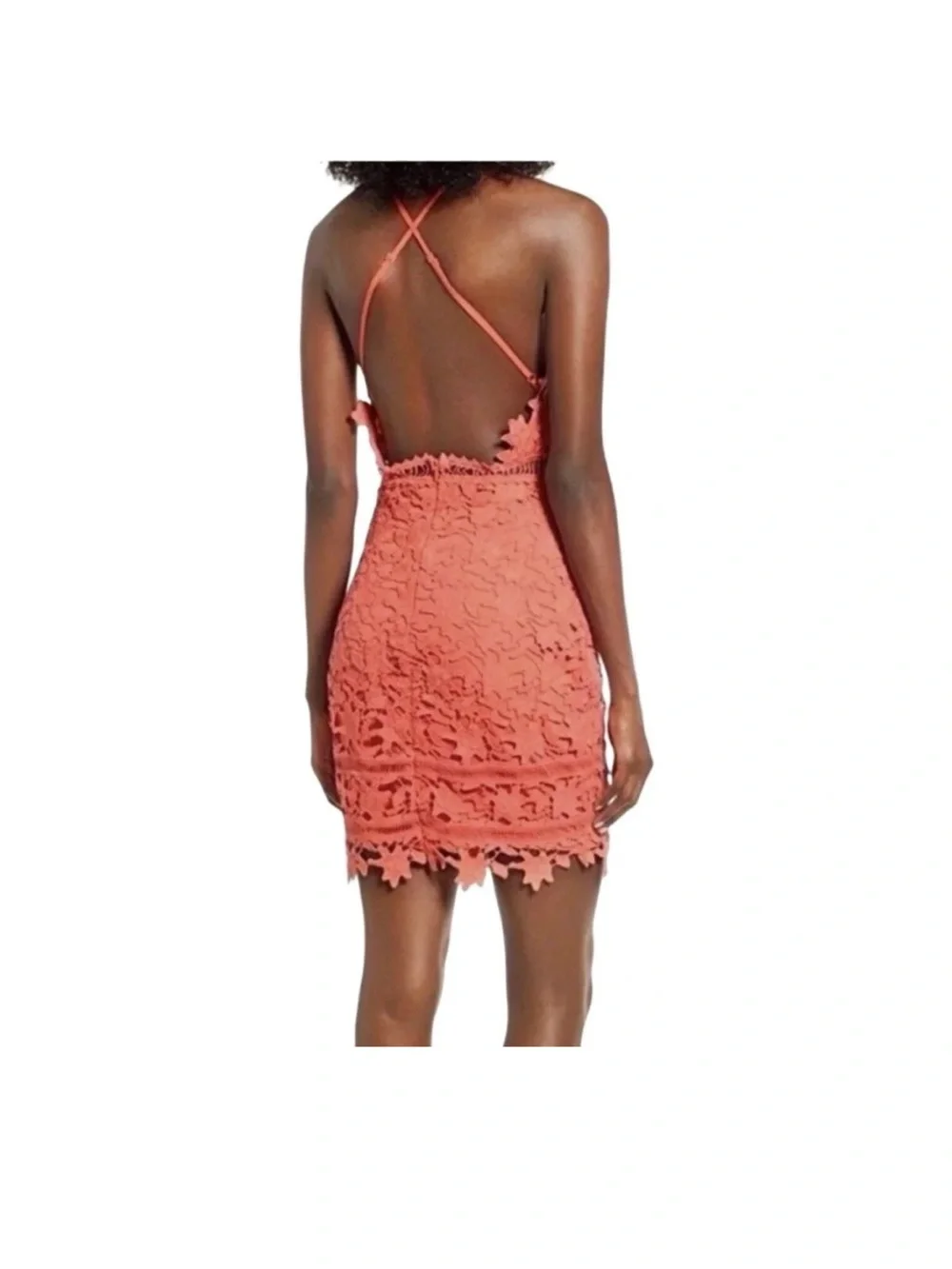 Astr Coral Lace Halter Mini Dress size xs - Picture 2 of 5